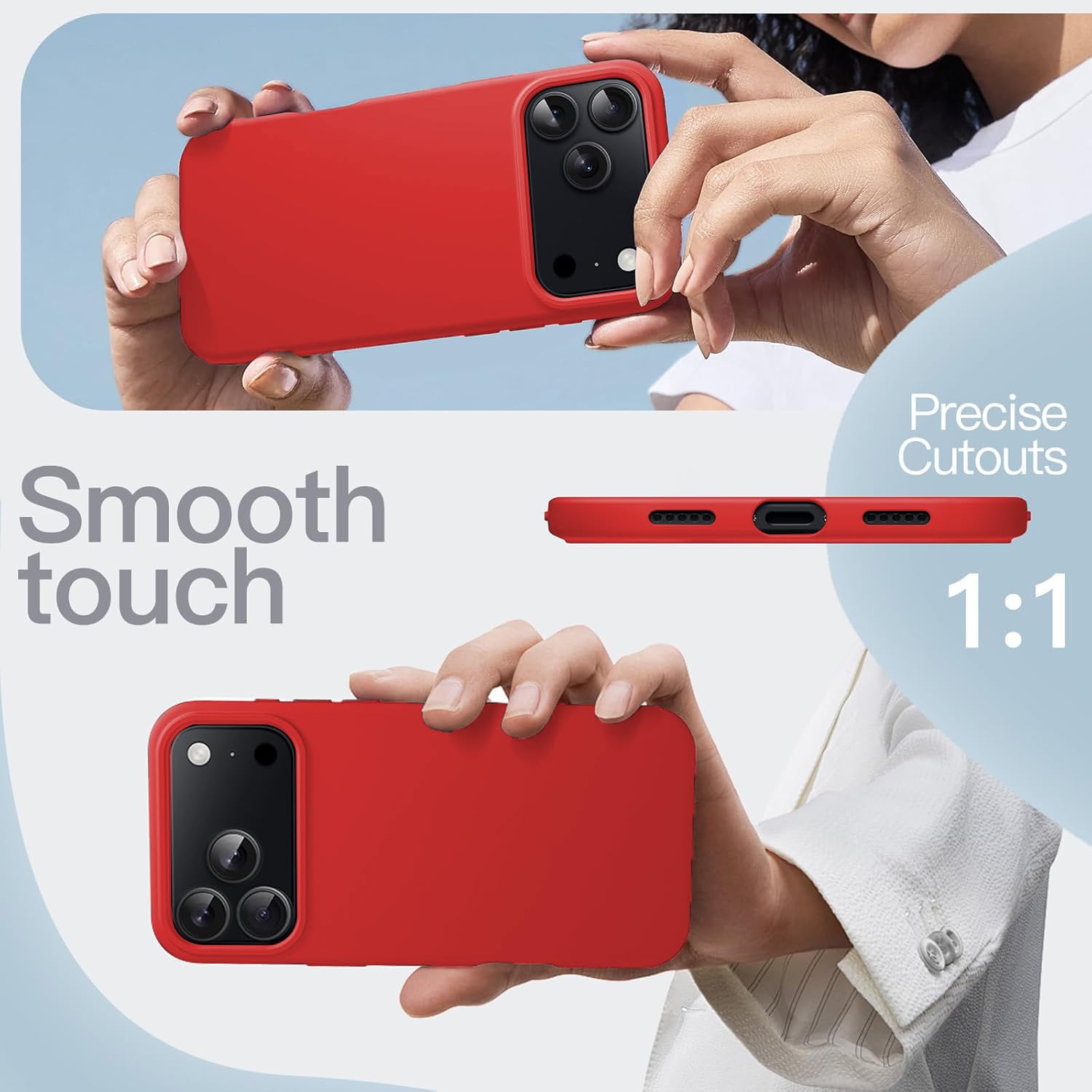 LIRAMARK Liquid Silicone Soft Back Cover Case for iPhone 17 Pro